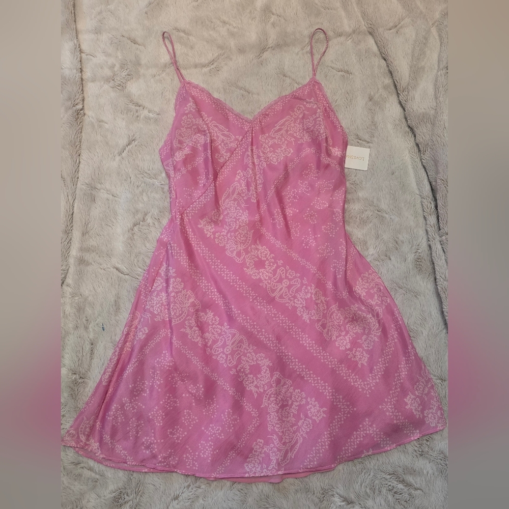 LoveShackFancy Pink Satin Slip Dress